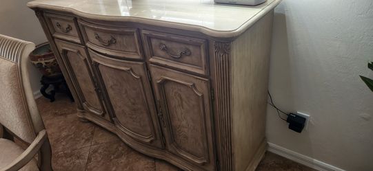 Elegant French Country Dining Set + Matching Buffet — Solid Wood