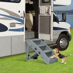 New 4 Steps Pet Stairs Ladder Washable Foldable Steps for Dogs and Cats Dark Grey