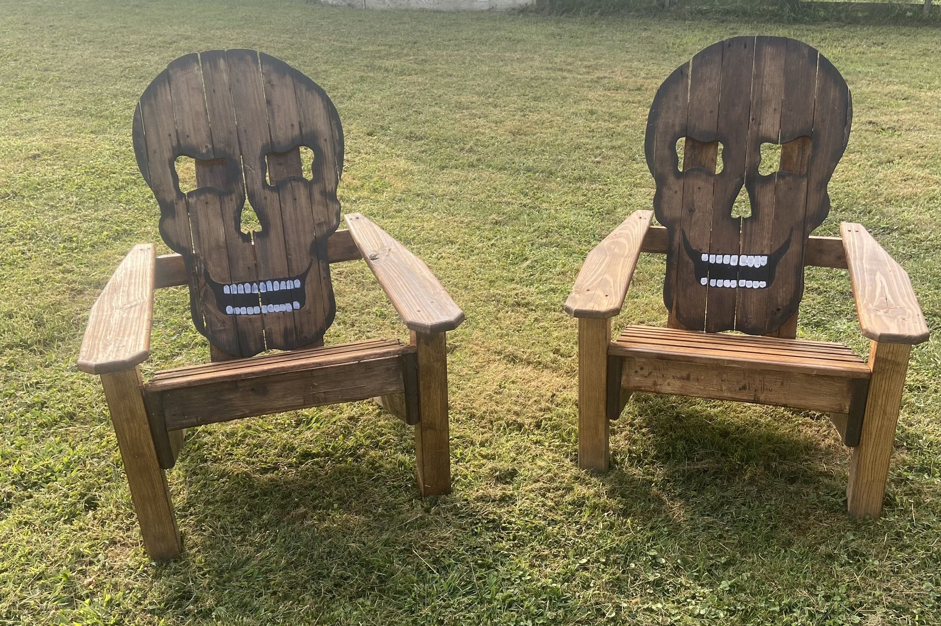 Skull Backed Redneck Adirondack Fireside Chairs