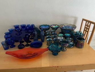 Vintage Harvest glass /cobalt blue glass