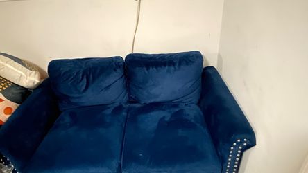 Navy blue velvet sofa set with matching loveseat +full sofa