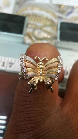 14k Gold buterfly cz stones high quality 5.5 grams