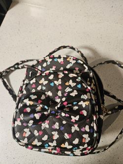 Mini Backpack Black Butterfly Print