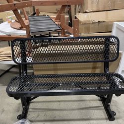 Assembled New 4 Feet Heavy Duty Metal Park Bench for Outside, Outdoor Bench with Backrest & Portable