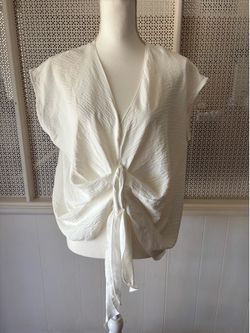 New Women’s Zara White Sleeveless Twist Knot Blouse