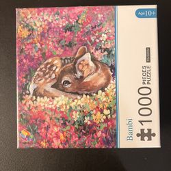 hNCL Bambi Deer & Flowers Impressionist Painting 1000 Piece Puzzle NEW & SEALED