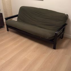 Futon - Black Frame, Dark Green Mattress