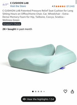 Cushion Lab Patented Pressure Relief Seat Cushion. WELLNESS GREEN, NEW.