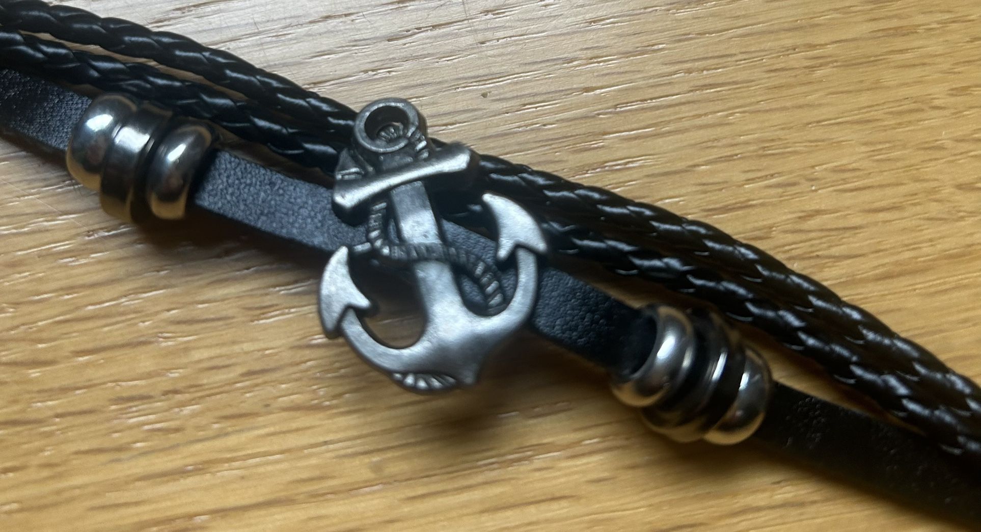 Anchor With Leather Bracelet