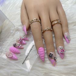 Press On Nails Pink Bling Barbie 