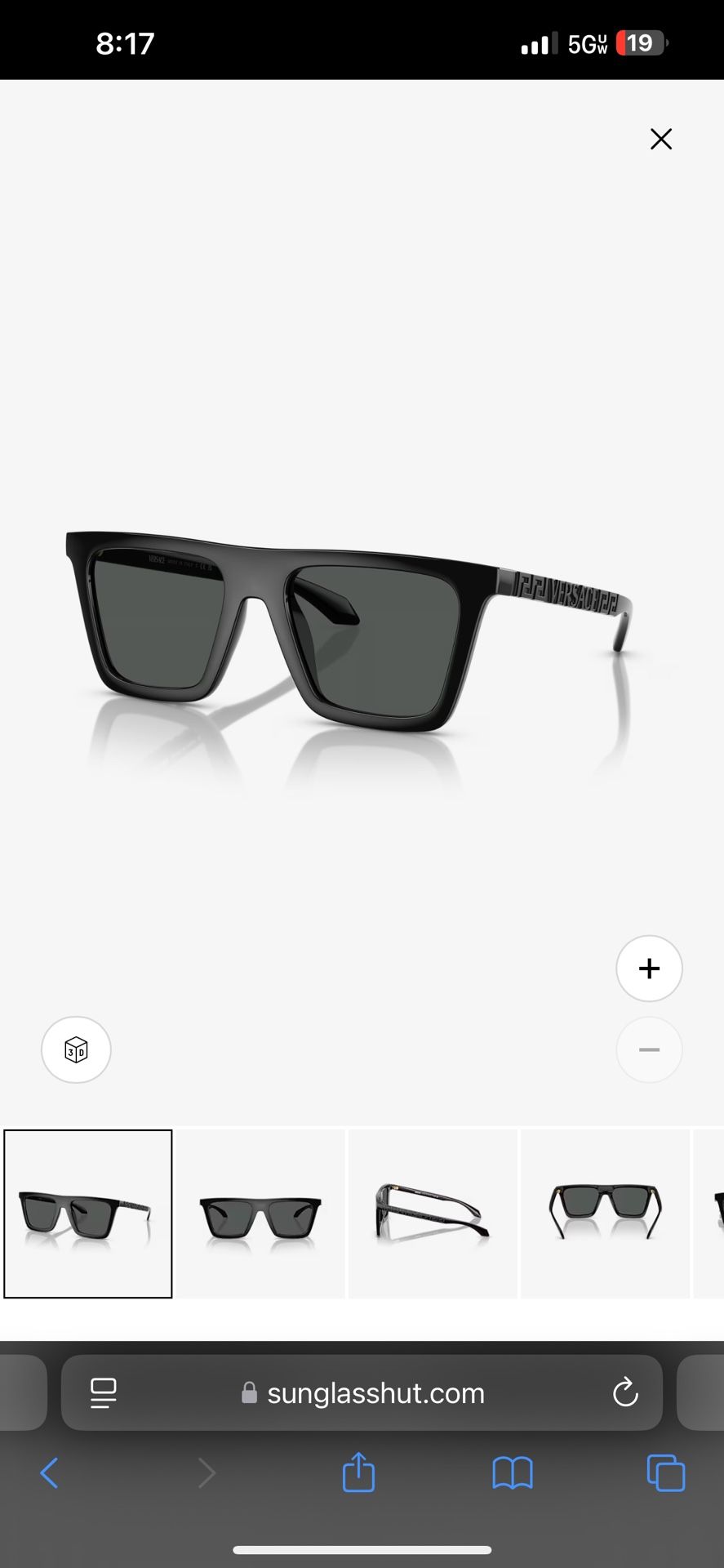 Versace Glasses Men’s Noir Size 53 New