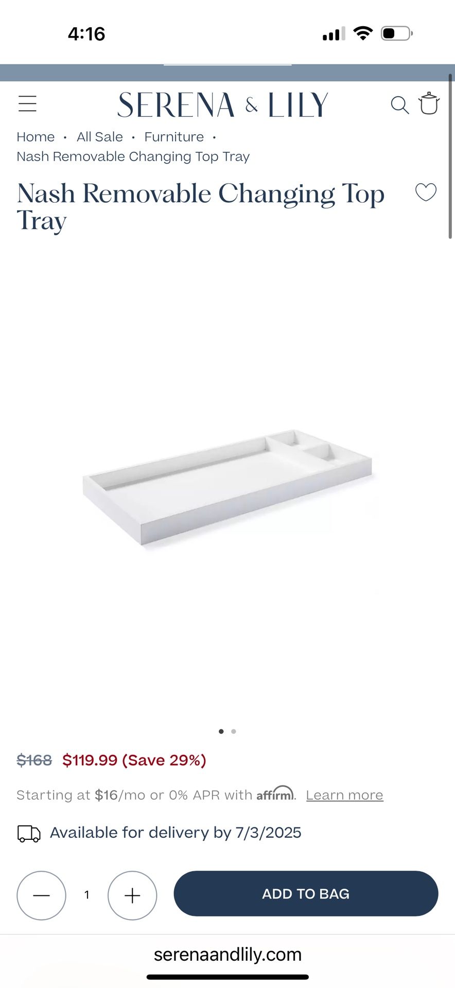 Changing Top Tray