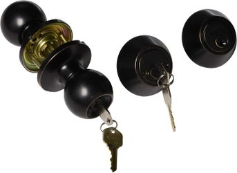 Matte Black Door Nobs with Key