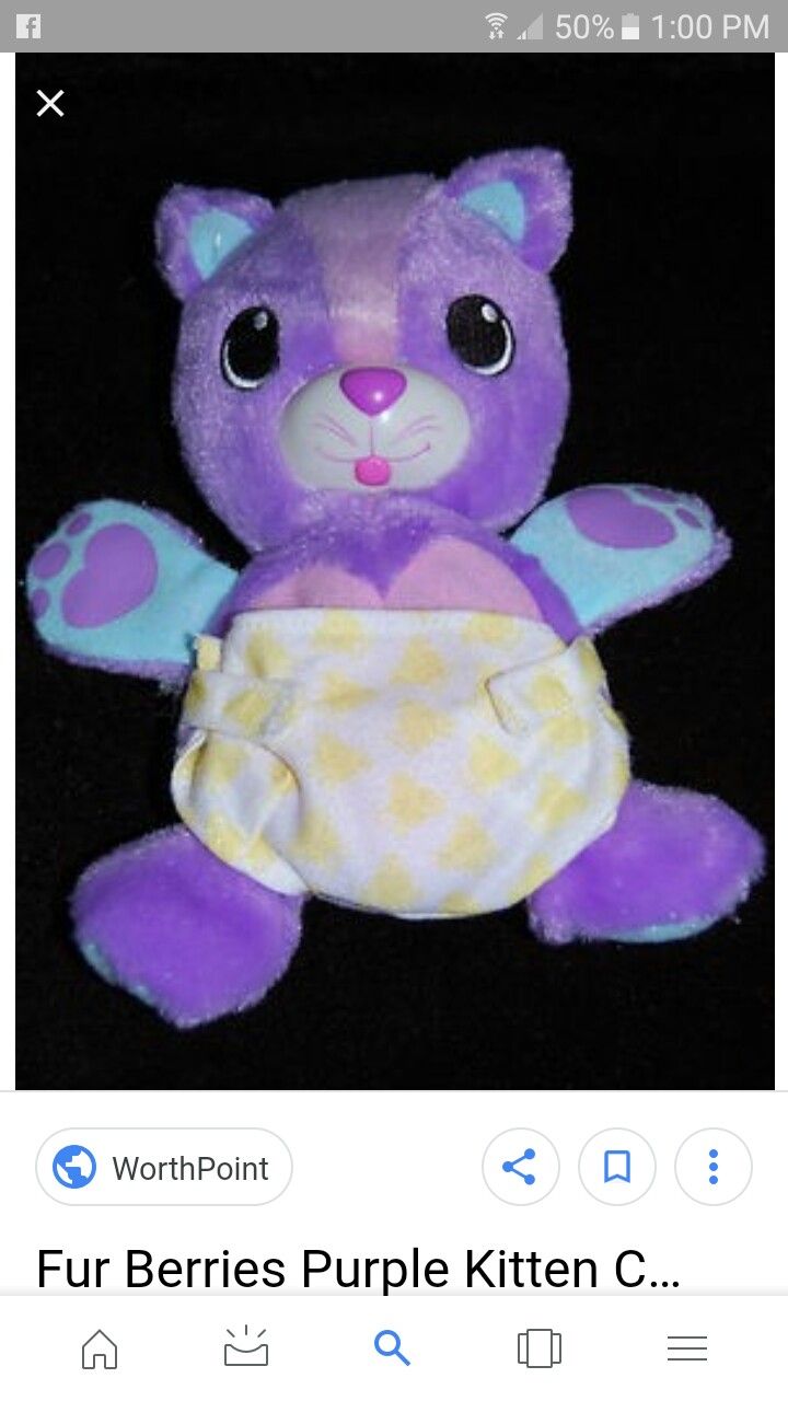 FUR BERRIES spin master purple Kitty CAT plush toy ~ converts to ball