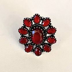 Gorgeous Garnet 925 Silver Statement Ring Sz 10