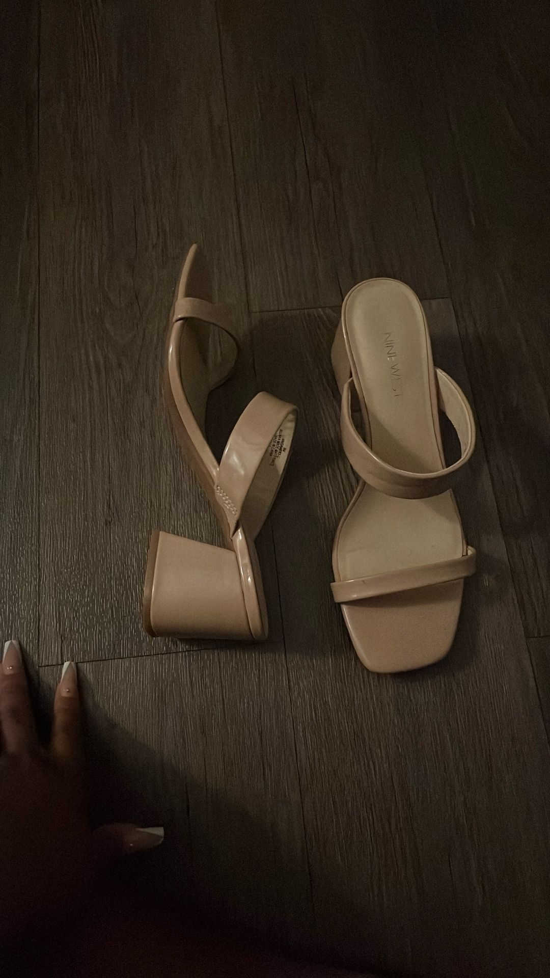 Nine West Nude Blush Block Heel Sandals 2.5-3 Inch