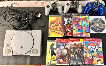 Original PlayStation + 12 PS2 Games + 3 remotes