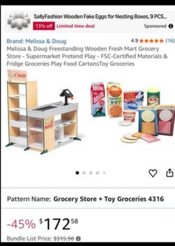 Melissa & Doug Freestanding Wooden Fresh Mart Grocery Store