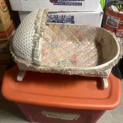 Old Wicker  Doll Cradle