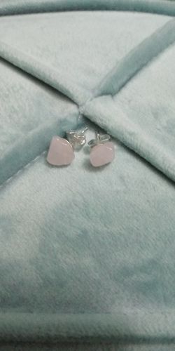 Genuine pink quartz earrings