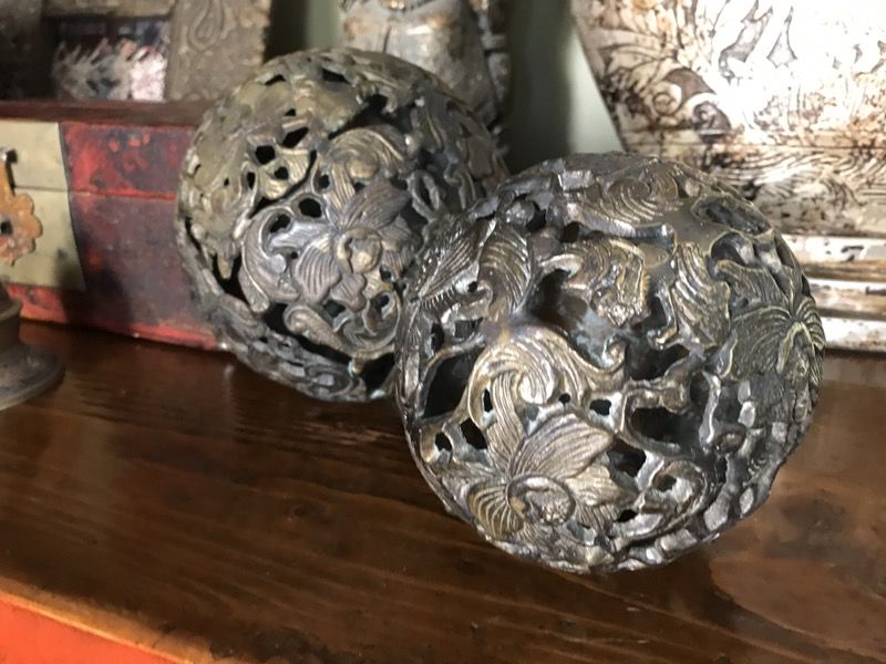 Decorative ornate pierced metal balls