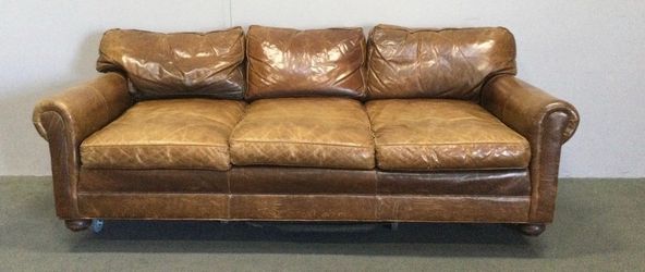 Restoration Hardware Lancaster Roll-Arm Leather Sofa (8’, luxe depth)