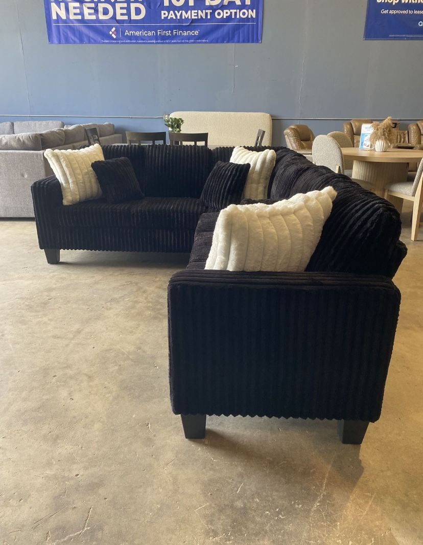 Trending TikTok Black Fluffy Sectional Couch FREE DELIVERY π