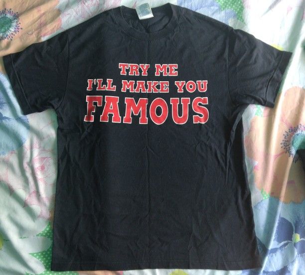 RARE WrestleMania WWF WWE 2000 Undertaker TRY ME I'LL MAKE YOU FAMOUS shirt SIZE MEDIUM. As is $200 or best offer