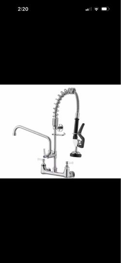 Commercial Restaurant Pull Down Double Handle Wall Mount Kitchen Faucet, Chrome