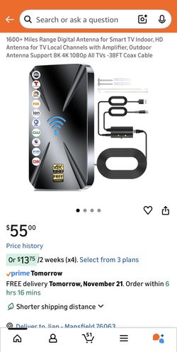 1600+ Miles Range Digital Antenna for Smart TV