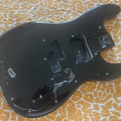 P-bass Body and Pickguard, Black, Fender Precision Style