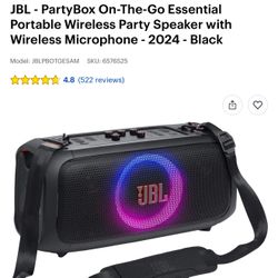 JBL  Party box  On - The-Go / Portable Wireless Speaker With Wireless Microphones 