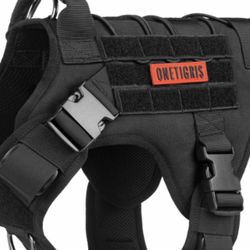 OneTigris Tactical Dog Harness - Fire Watcher Comfortable Patrol Vest (Black, Medium