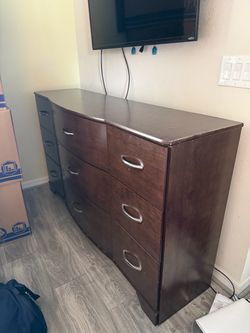 Dark Brown Wood 9-Drawer Dresser