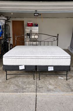 Newer King SweetNight 10.5" Hybrid Mattress, Boxsprings and Platform Bed Frame