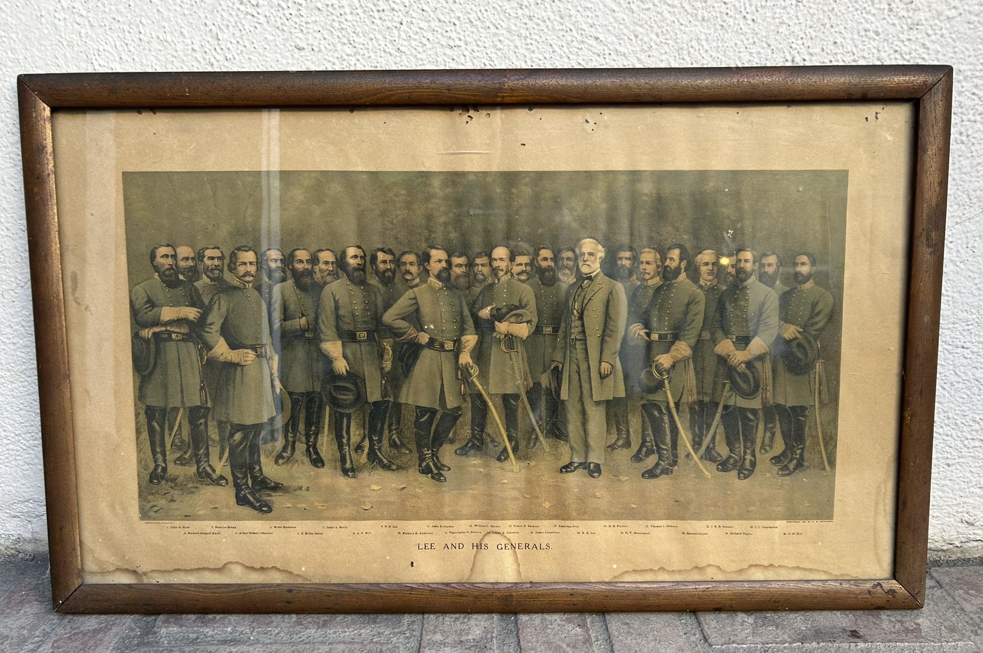 Lee and His Generals - Antique Framed Print Civil War Collectable