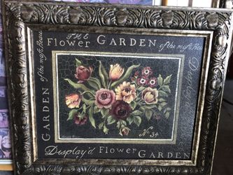 Wood framed canvas floral picture