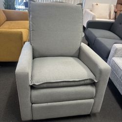 New Assembled Upholstered Swivel and Reclining Chair for Baby Room, Gray