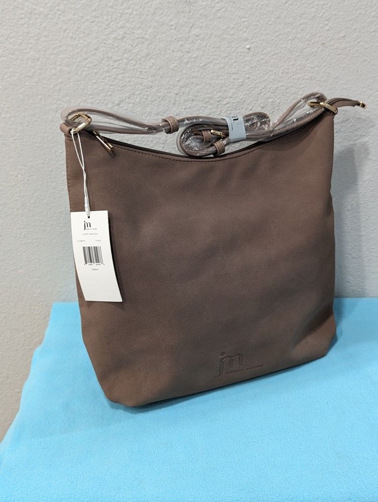 Jessica Moore Suede Hobo Bag Fawn Women Shoulder Bag Crossbody Purse Medium Size