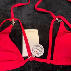 Exotic Dancewear Red Triangle Bikini Top Rave Outfits Skimpy Strappy String Adjustable Swimwear Cage Bikini Top Bra with Connector 