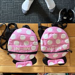 Pair Of Minnie Mouse Leash Backpacks 