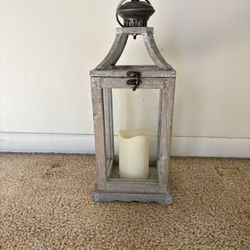 Wood Glass,And Metal Lantern 
