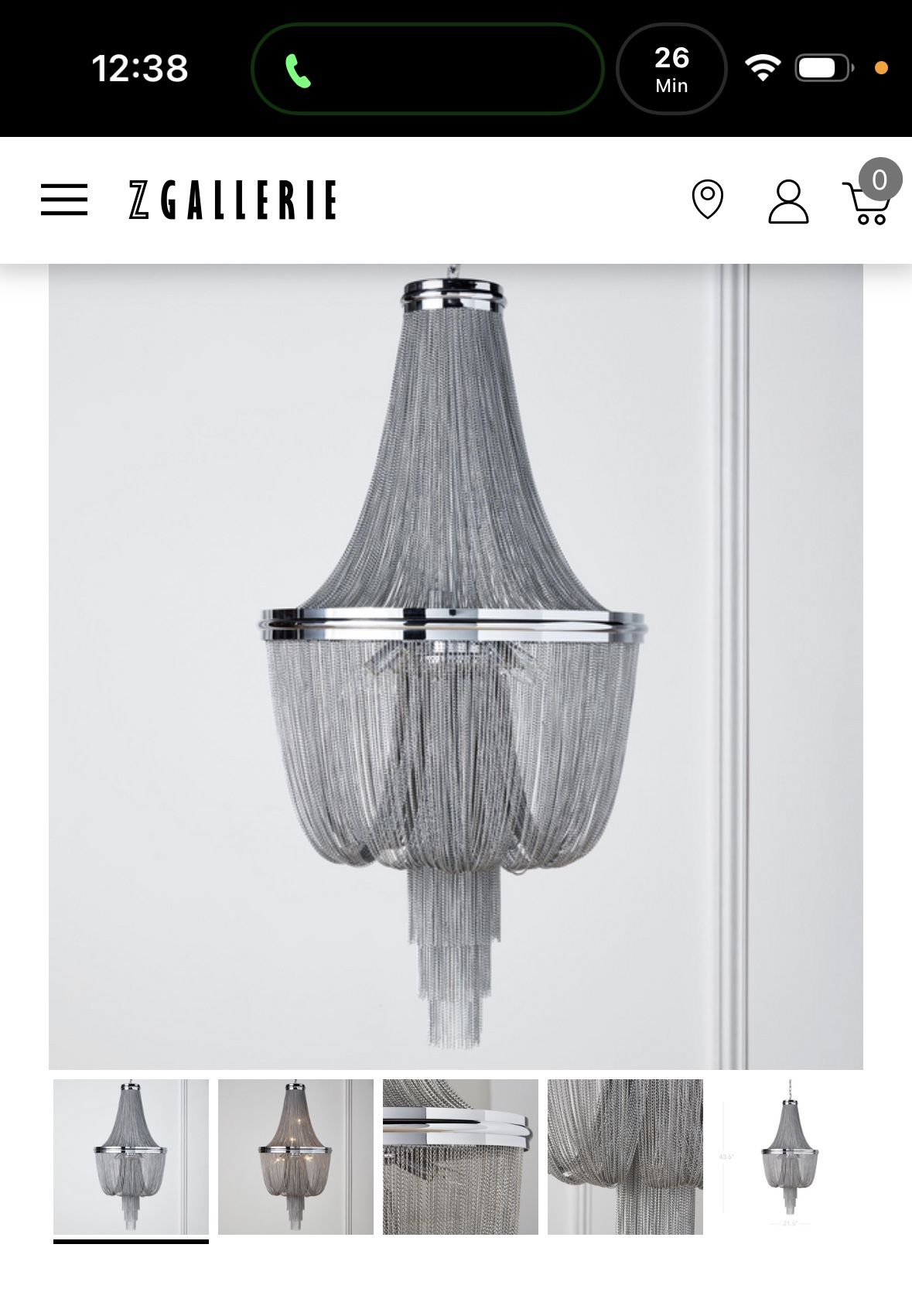 Z Gallerie Rue Chandelier -see Spec Lighting Info Included