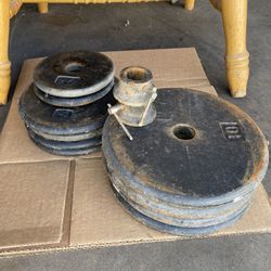 Straight Bar And Weights 65 Lbs