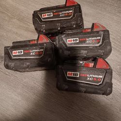 Milwaukee M18 Red Lithium XC 5.0 Battery Lot