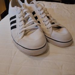 Adidas Mens Nizza CQ2333 White Canvas Lace Up Low Top Sneaker Shoes Size 12.5