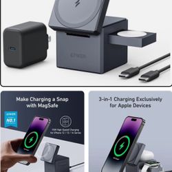Anker MagGo 3-in-1 Cube Charging Station with Qi2 for iPhone Airpod Apple Watch