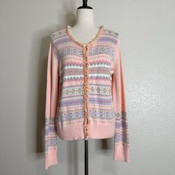 Crazy Horse Liz Claiborne Vintage Velvet Ruffle Knit Cardigan, Size XL