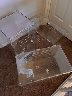Total three count of 12”x12” x24” terrarium enclosures for small animals like reptiles