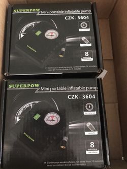 Set of 2 leek ox portable mini air compressor, auto tire inflator.